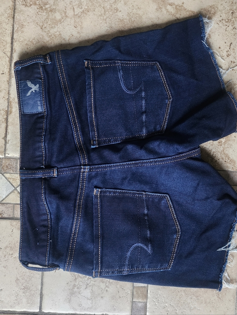 American Eagle Outfitters Dark Blue Denim Cutoff Shorts - Picture 4 of 4